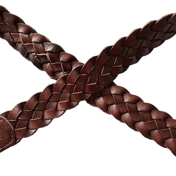 American Eagle AEO Brown Braided Woven Silver Buckle Belt Men’s 45 Inches - Picture 7 of 11